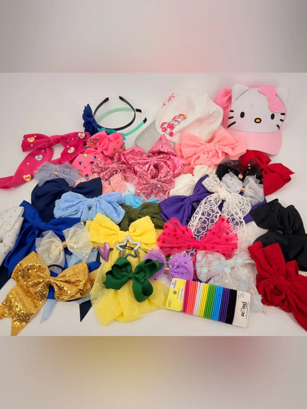Girls Hair Bow Bundle Lot JoJo Bows Headbands Scrunchies Hello Kitty 30+ Pieces